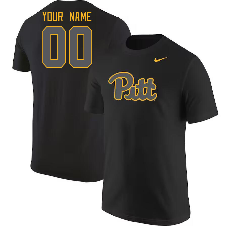 Custom Pitt Panthers Name And Number College Tshirt-Black